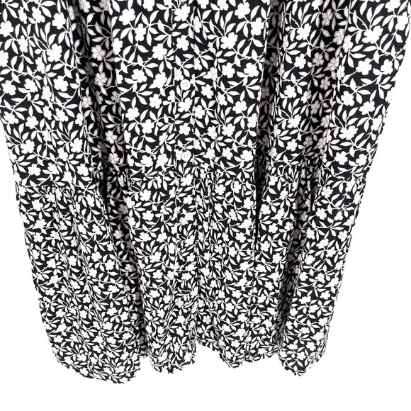 Sonoma Womens PETITE PXXL Black White Floral Button Front Linen Blend Midi Dress - Picture 5 of 11